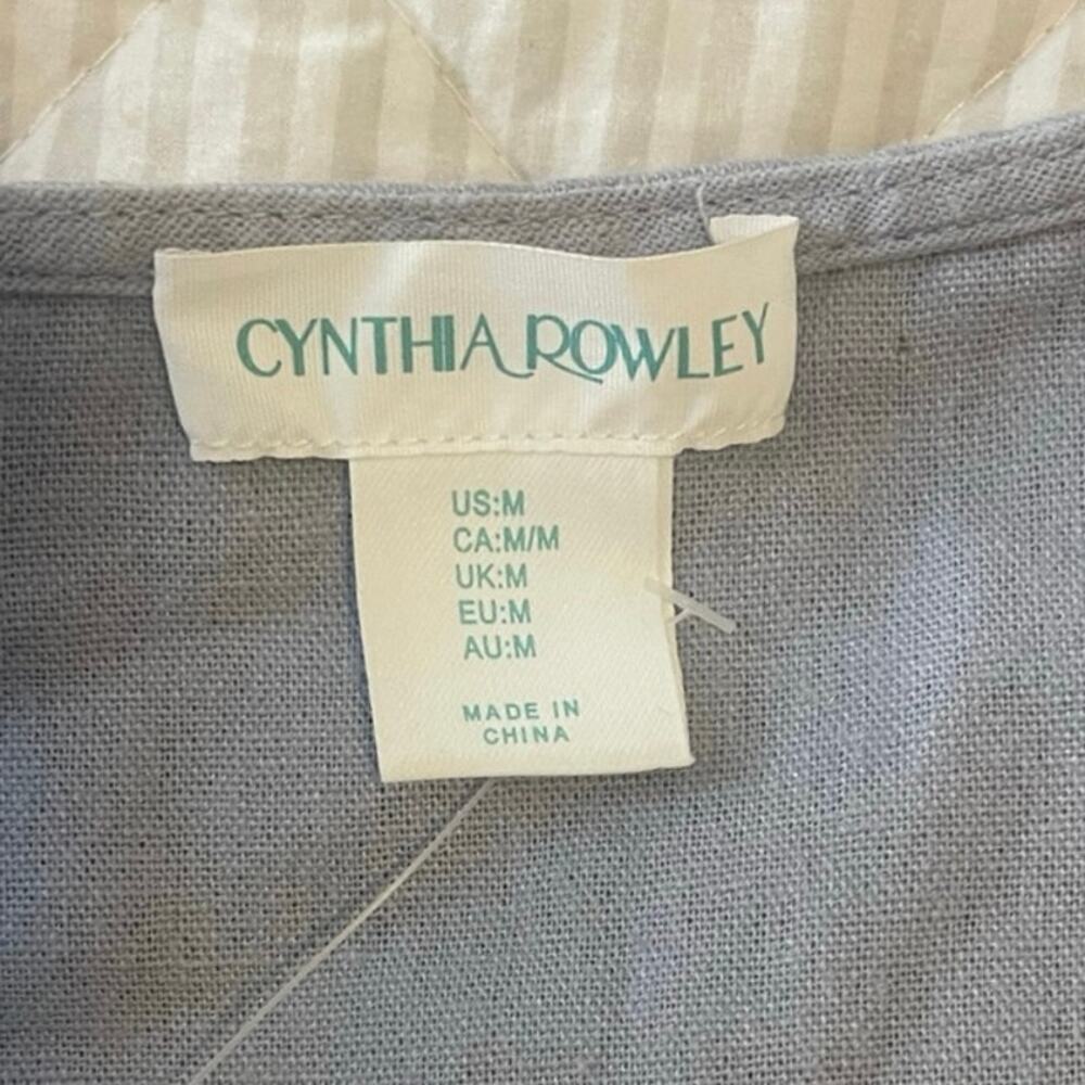 Cynthia Rowley Linen Blend Puff Sleeve Tunic Dress Pockets Periwinkle Medium - Picture 7 of 8